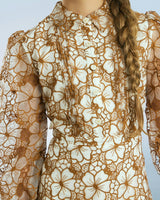 Chelsea Cotton Embroidered Dress, Tan