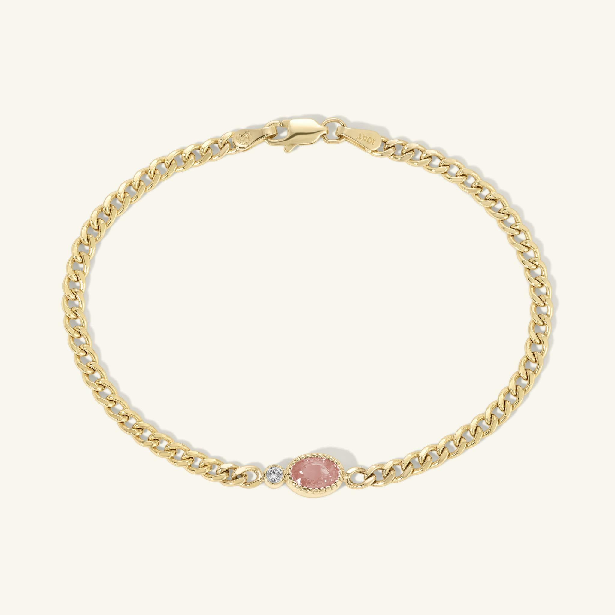 Olympia Pink Tourmaline Station Bracelet on Charlie Chain