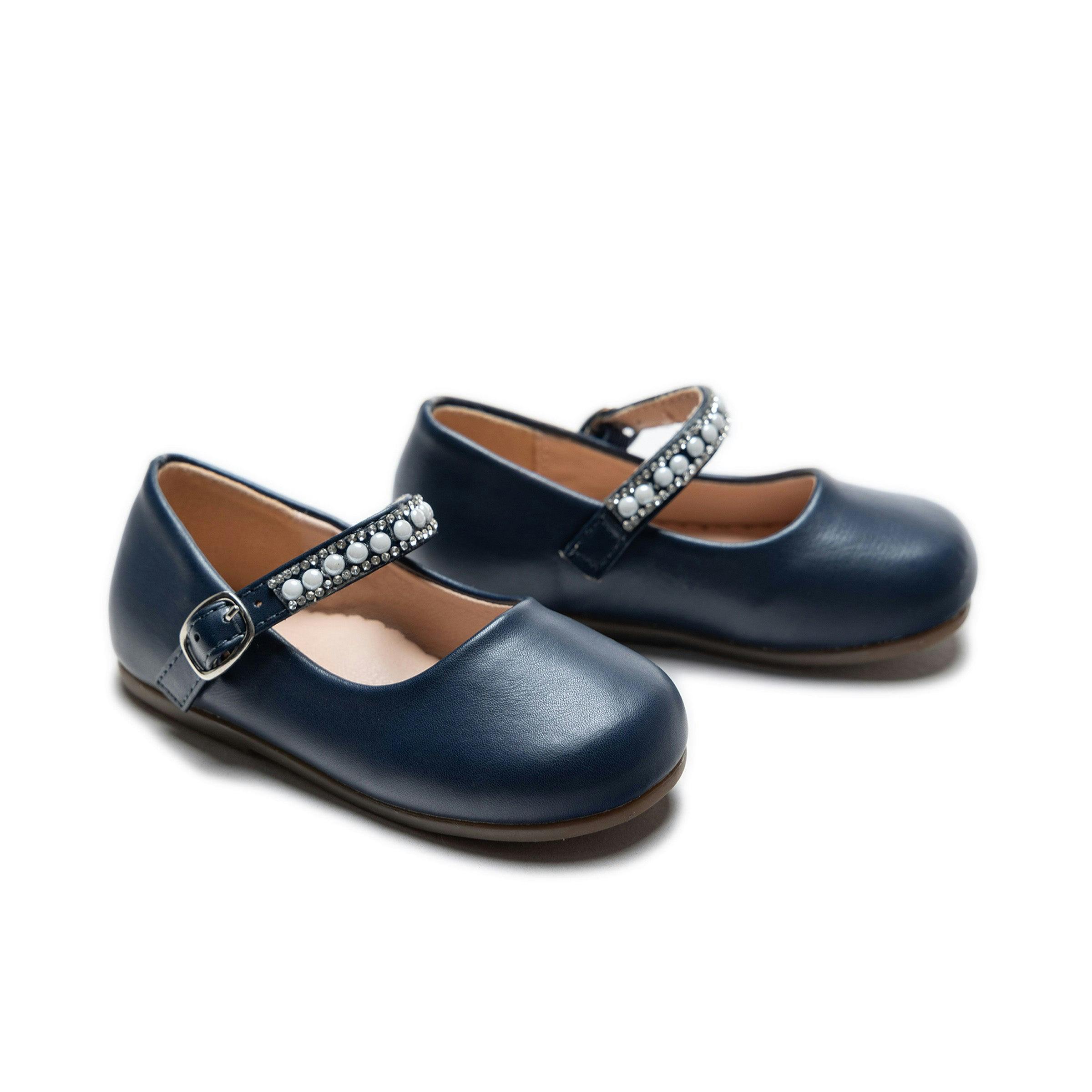 Navy Margot Pearl Band Flats
