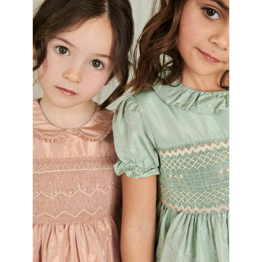 Blush Eleanor Silk Ceremony Girl Hand-Smocked Dress
