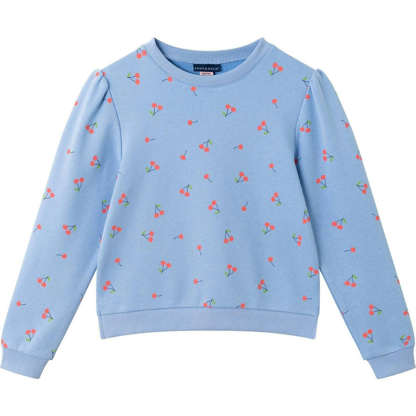 Tween Girls Crewneck Sweatshirt & Short Set | Cherry Print