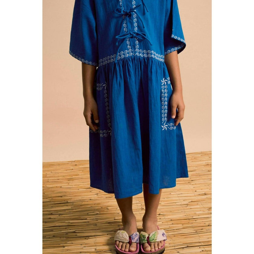 BARCOS EMBROIDERED DRESS BLUE