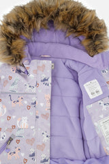 Two Piece Discover Snowsuit Purple Printed Cats