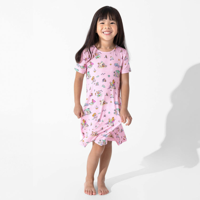 Mermaid Lagoon Bamboo Girls' Short Sleeve Dress