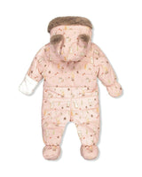 Baby One Piece Snowsuit Adapted For Car Seats Pink Animal Print