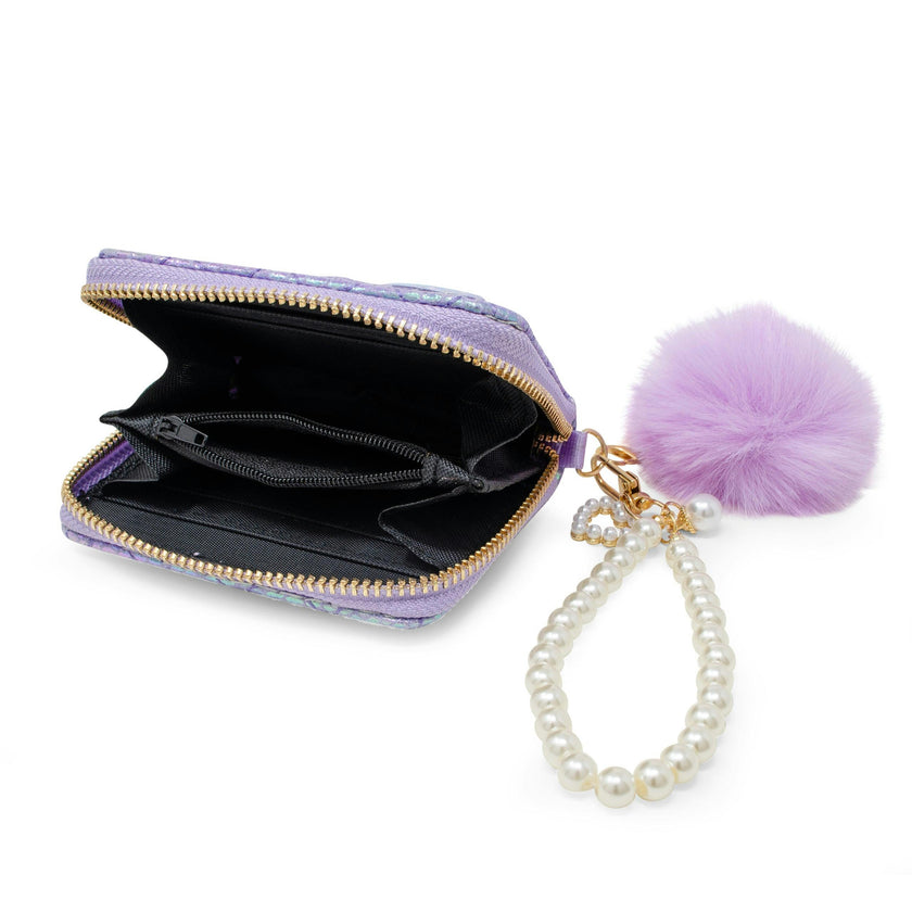 Mermaid Tail  Wallet with Pom-Pom & Pearl Strap