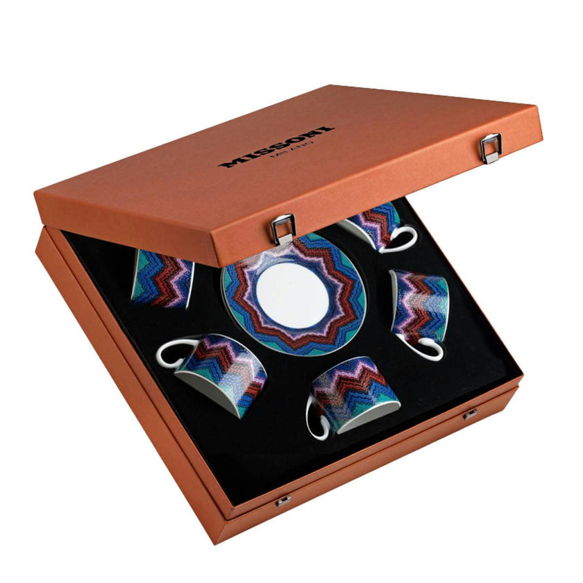 Tea Cup & Saucer STARLIGHT  Set of 6 in Luxury Box - Ø 8,5 X H 6 Cm Cap. 22 Cl. - S.15,5 Cm
