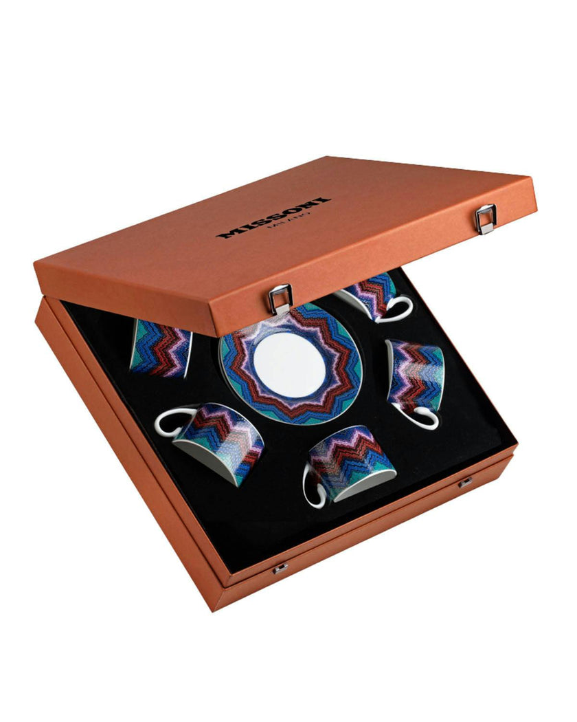 Tea Cup & Saucer STARLIGHT  Set of 6 in Luxury Box - Ø 8,5 X H 6 Cm Cap. 22 Cl. - S.15,5 Cm