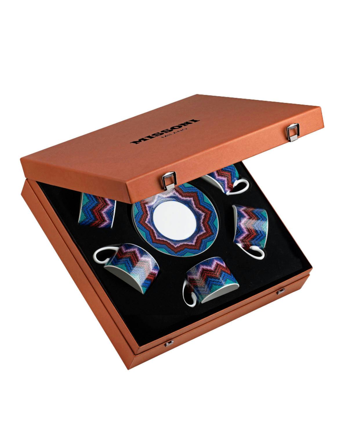 Tea Cup & Saucer STARLIGHT  Set of 6 in Luxury Box - Ø 8,5 X H 6 Cm Cap. 22 Cl. - S.15,5 Cm