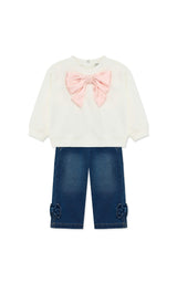 Bow Top With Pant Set (2T-4T)