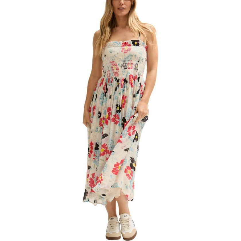 Jessica Detachable Strap Poppy Print Midi Dress