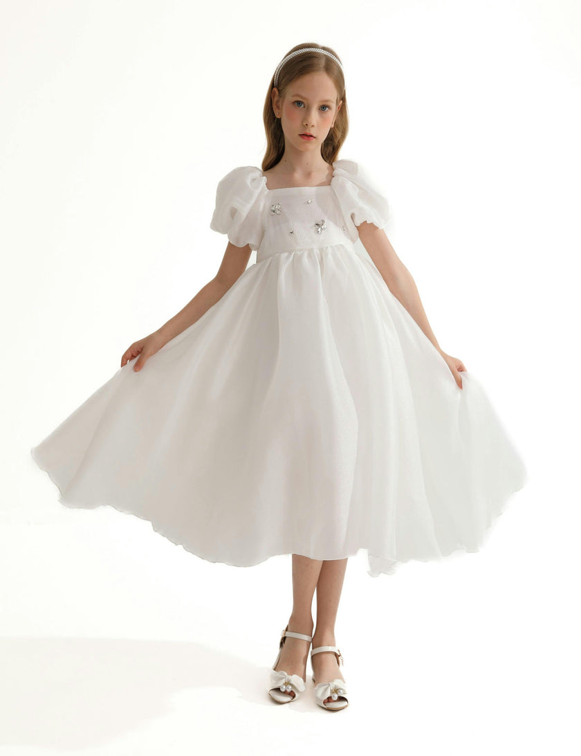 White Janelle Applique Teacup Gown