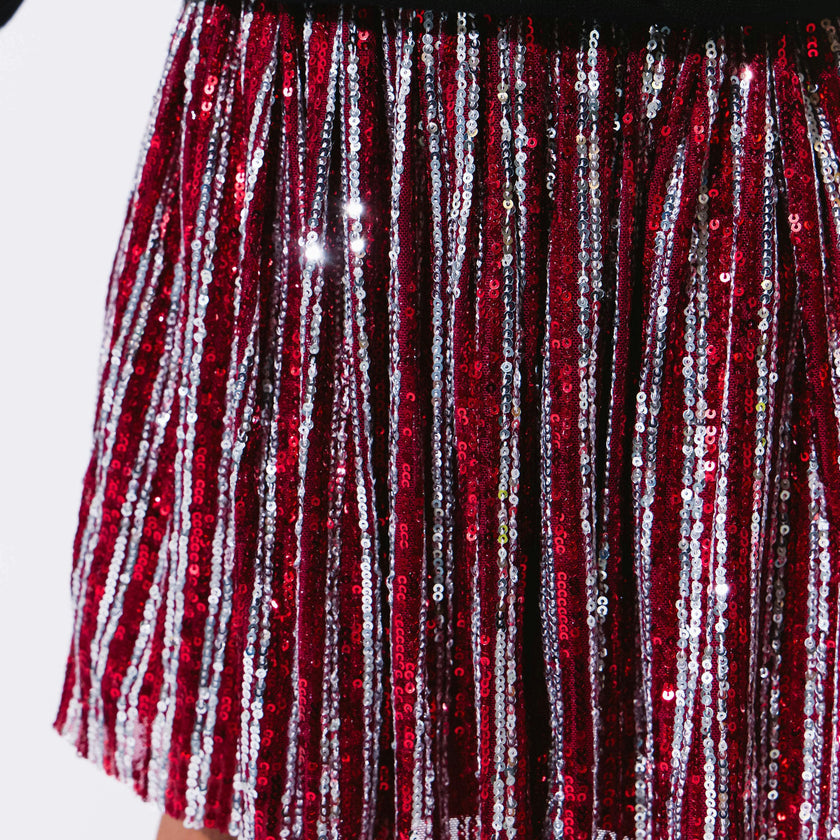Candy Cane Sequin Striped Skirt