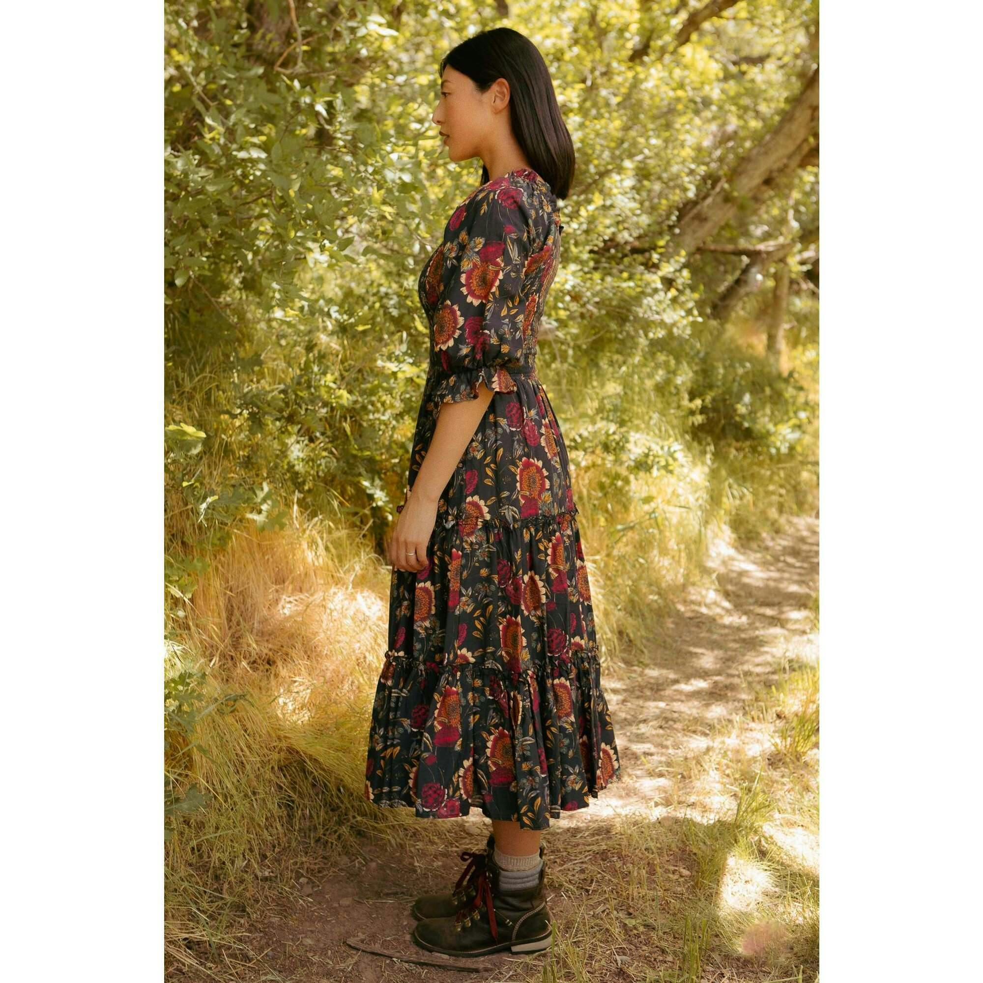 Madeline Dress in Moody Sunflower