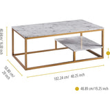 Marmo Modern Marble-Look Coffee Table with Shelf
