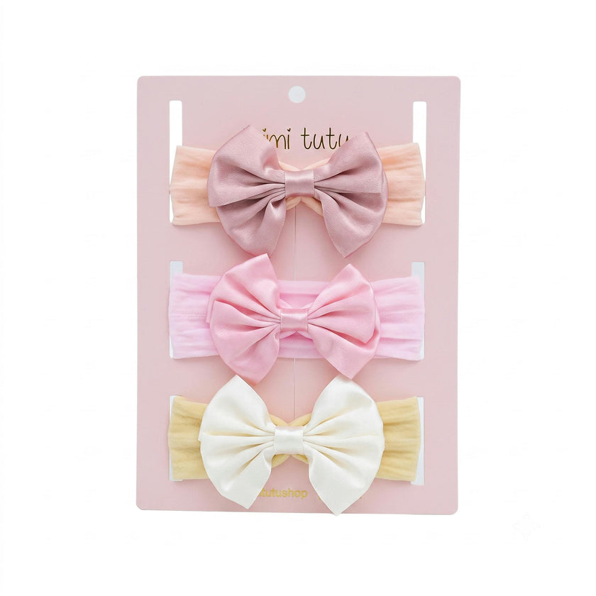 Multicolor Elastic Bow Headband Set