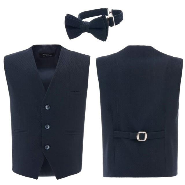 Navy Solid Vest & Bowtie