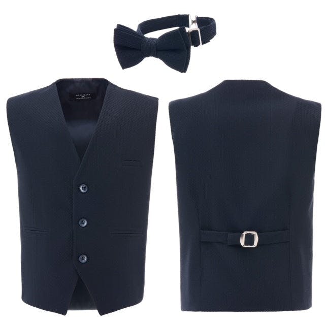 Navy Solid Vest & Bowtie