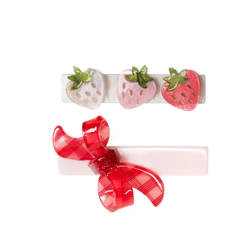Strawberry Pink Shades & Checkered Bow Hair Clip -SPR