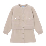 Beige Knit Cardigan & Skirt Set