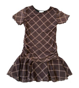 Girls Short Sleeve Sofia Mesh Diamond Dress