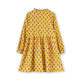 Girls All-Over Print Front Ruffle Long Sleeve Dress