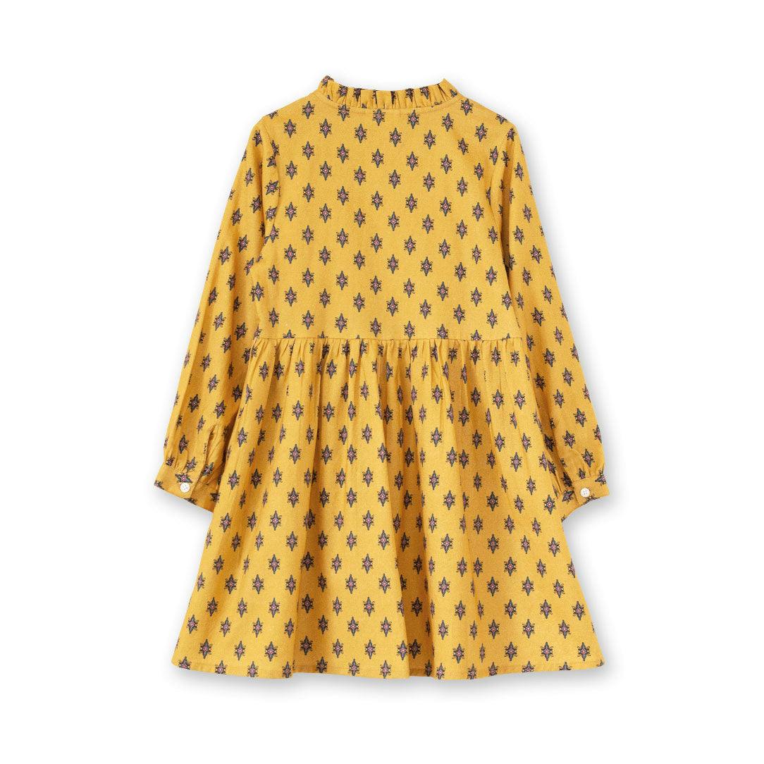 Girls All-Over Print Front Ruffle Long Sleeve Dress