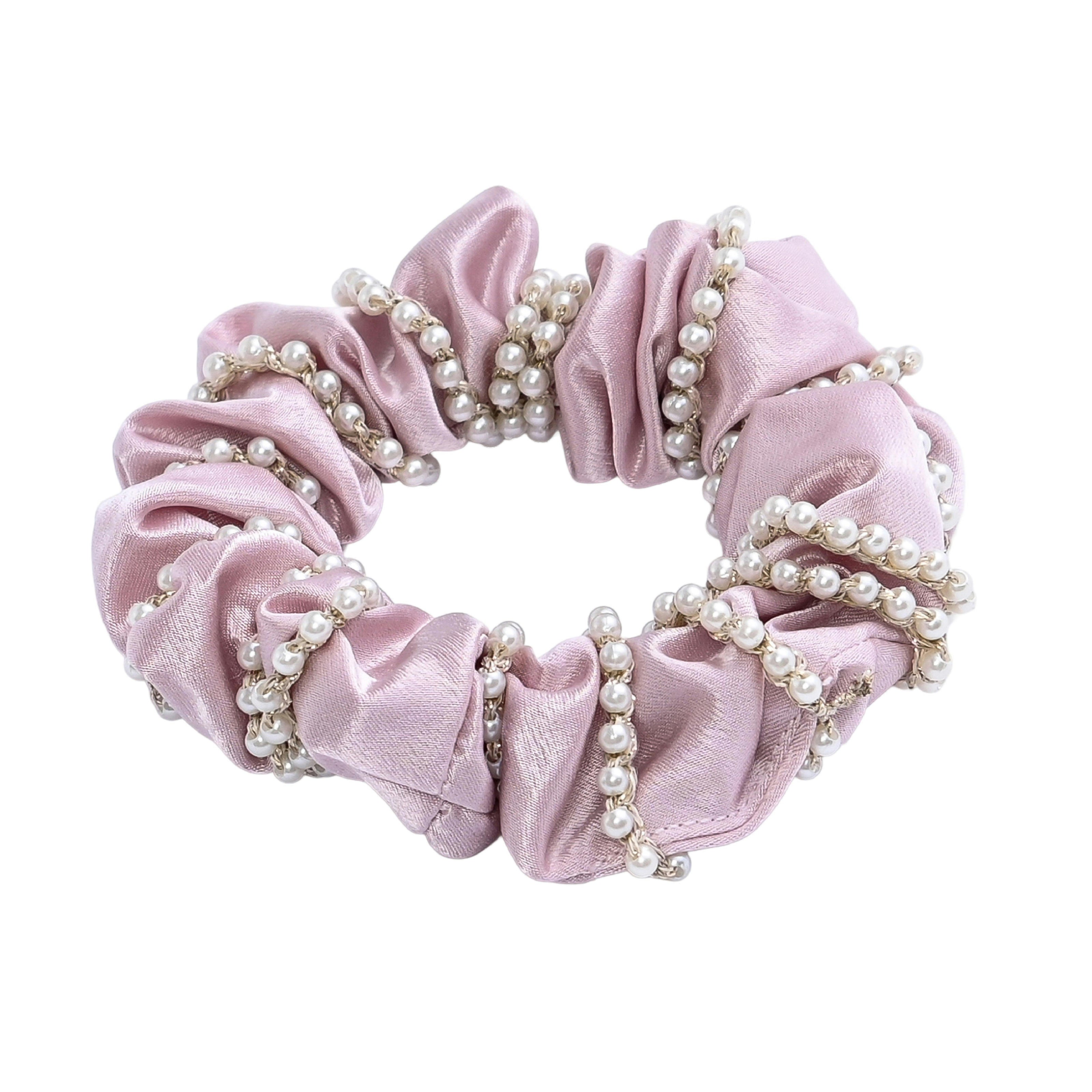 Pearl Accent Scrunchie Set