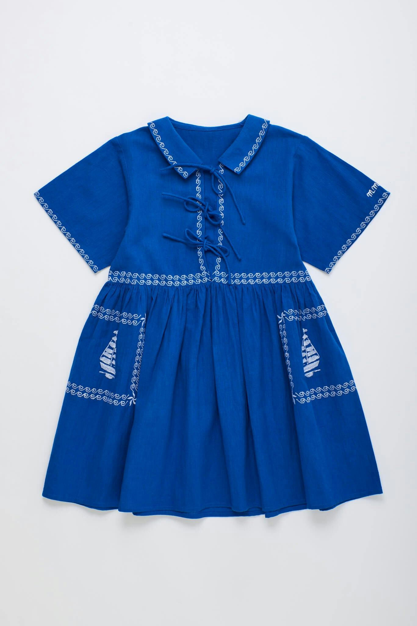 BARCOS EMBROIDERED DRESS BLUE