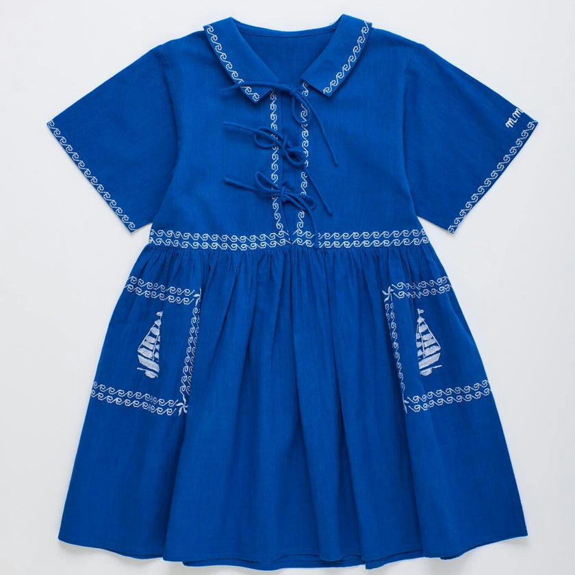 BARCOS EMBROIDERED DRESS BLUE