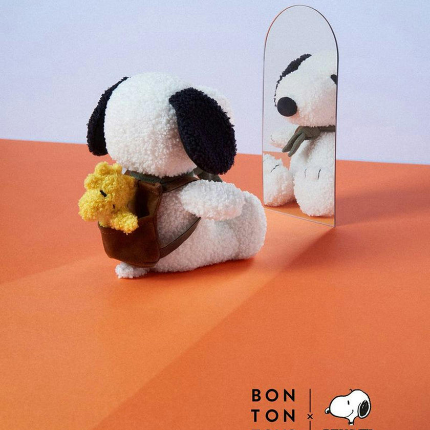 Plush Peanuts Snoopy With Woodstock In Backpack 8"