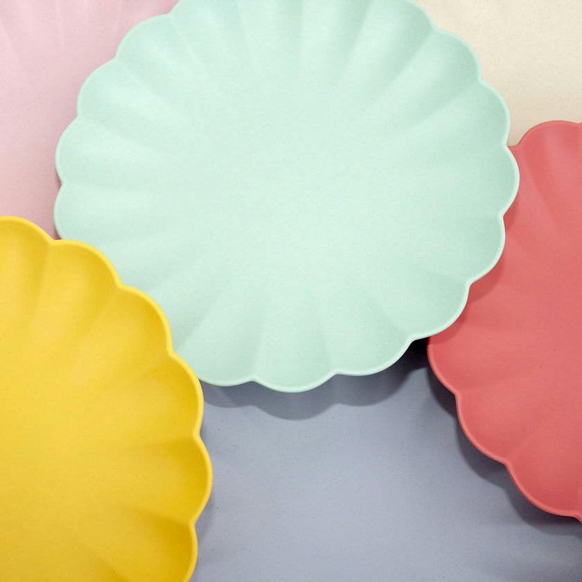 Small Multicolor Reusable Bamboo Plates