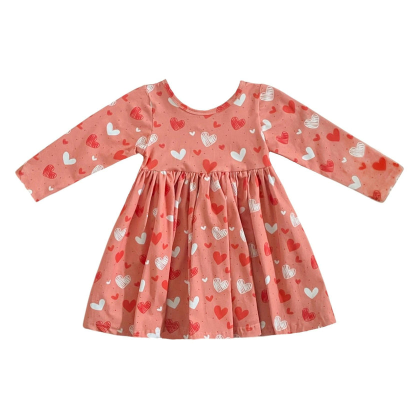 Heart Doodle Valentine's Day Cotton Twirl Dress
