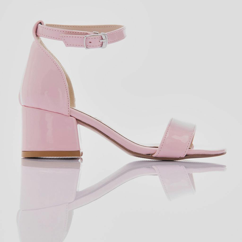Pink Patent Sandal-Strap Heels