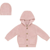 Hoodie Knit Jacket With Hat Dark Almond