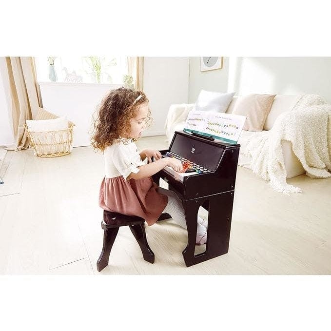 Hape: Learn With Lights Piano w/ Stool - Black - Wooden Electric Musical Toy