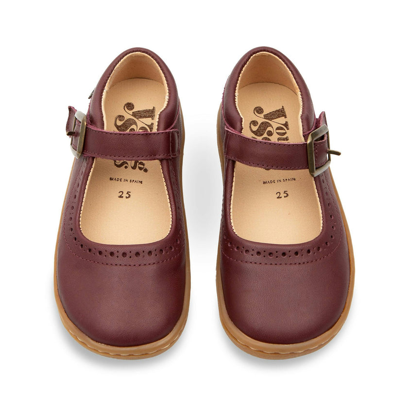 Holly Mary Jane Kids Barefoot Shoe - Berry Leather