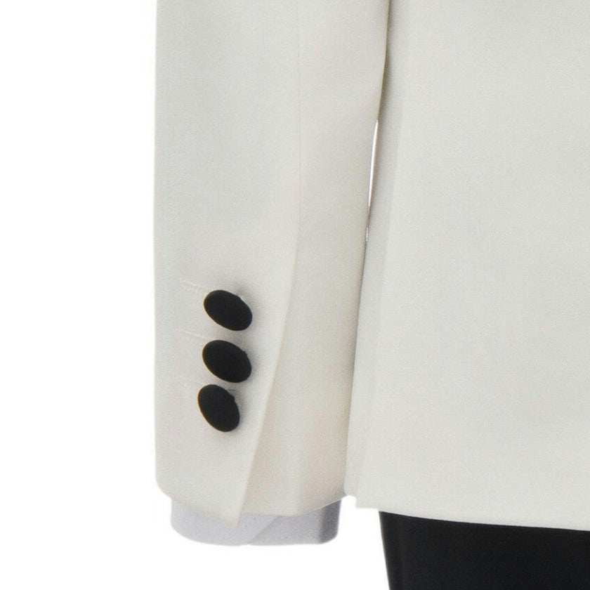 Cream-Black Trim Shawl Lapel 5 Pcs Tuxedo Set