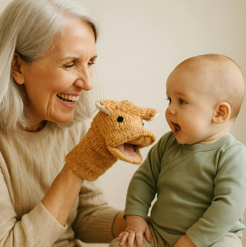 Organic Wool Knit Hand Puppet  | Poe the Pig