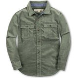 Organic Long Sleeve Corduroy Flap Pocket Button Down Shirt, Green