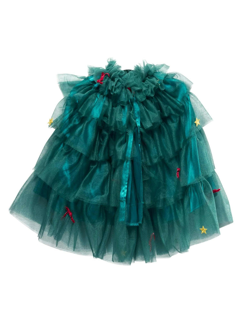 Green Tulle Holiday Christmas Tree Cape for Kids