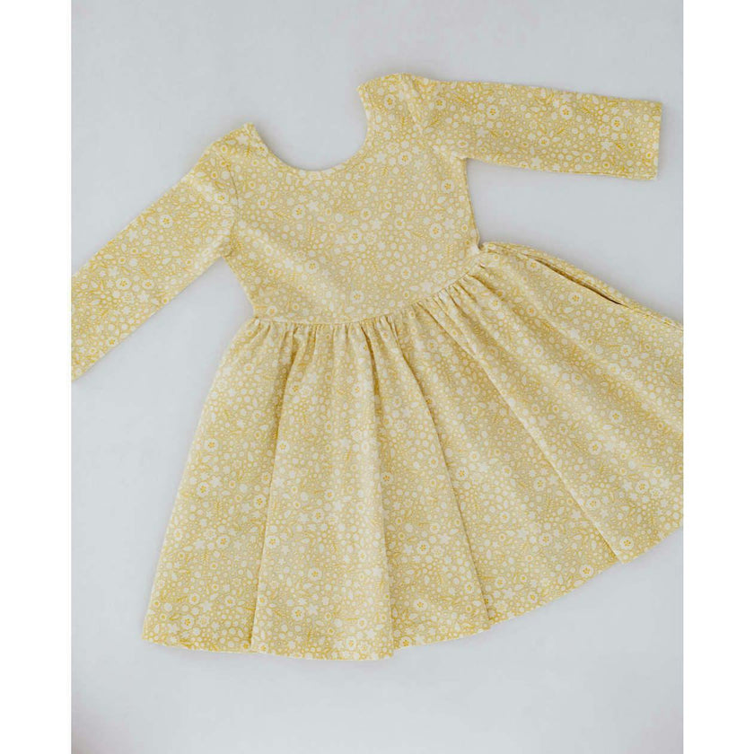 3/4 Sleeve Twirl Dress in Buttercup