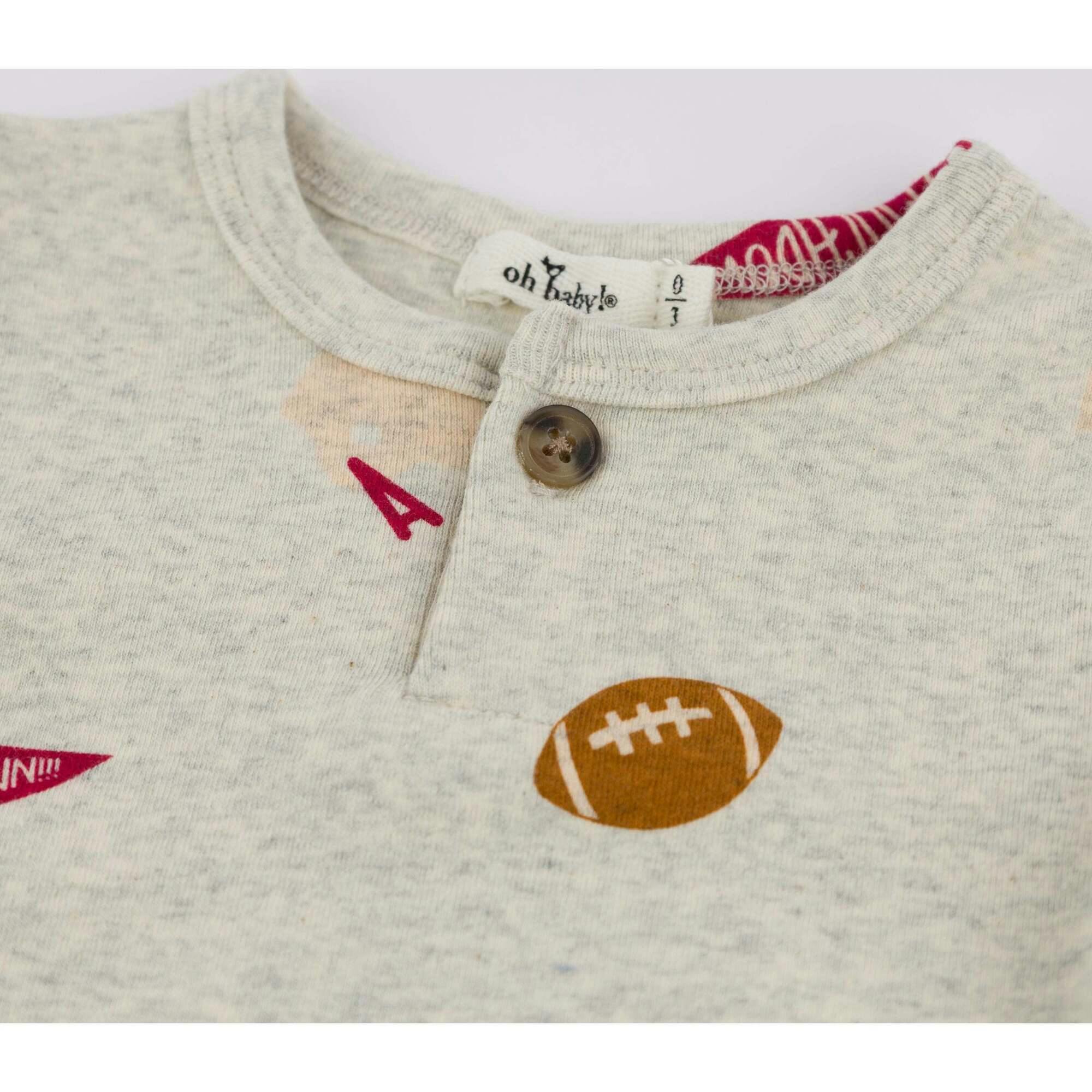 Football Print One Button Romper Baby Rib