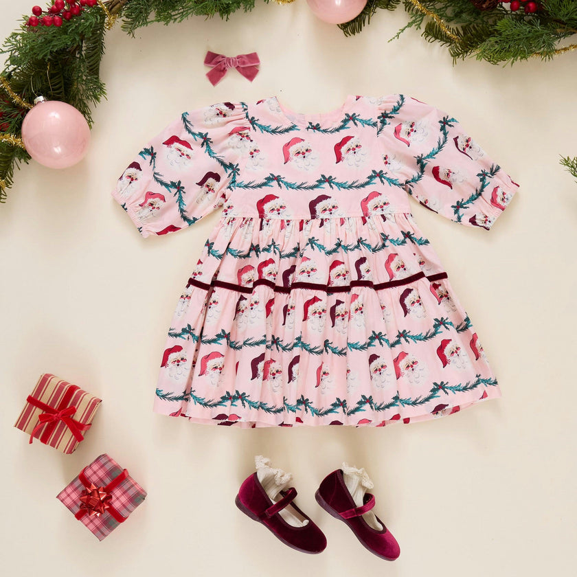 Girls Maribelle Dress - Santa Garland