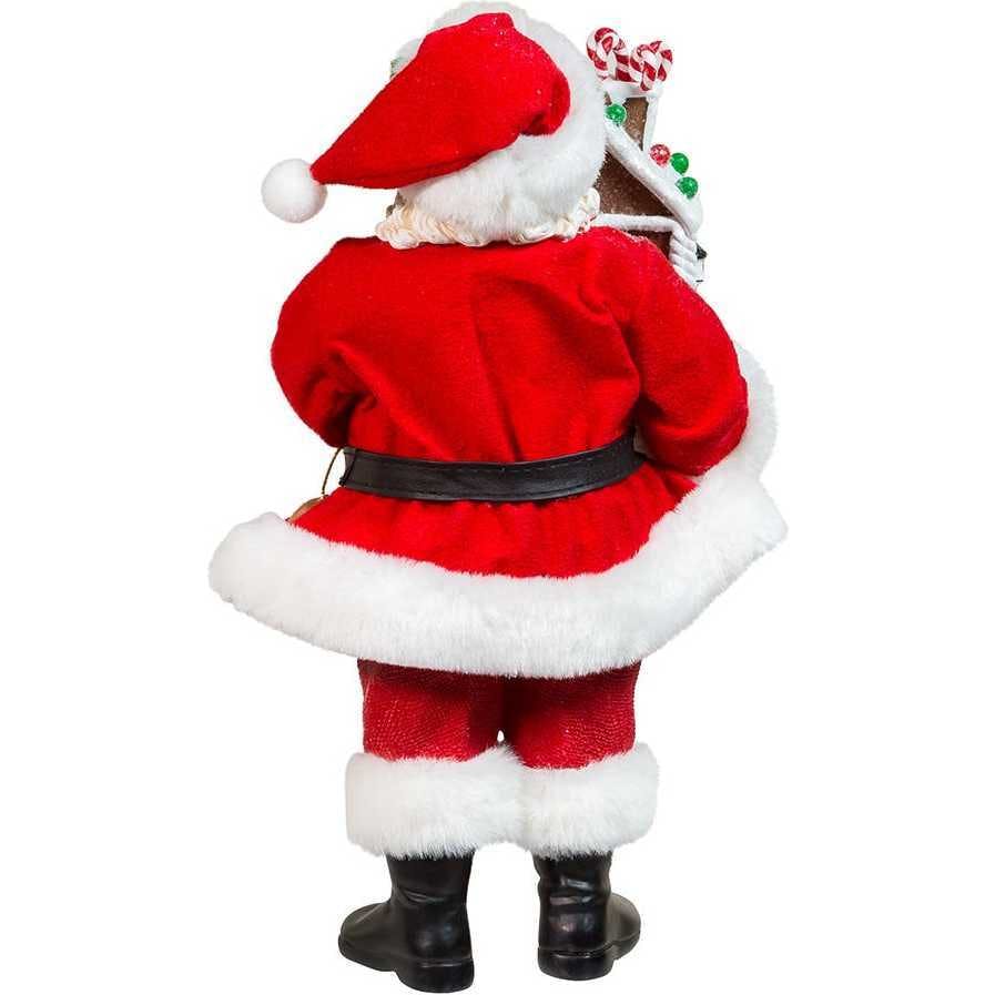 11-Inch Battery-Operated Santa with Light-Up Gingerbread House