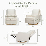 Crewe Electronic Recliner and Swivel Glider in Performance Cream Eco-Weave with Light Wood Base