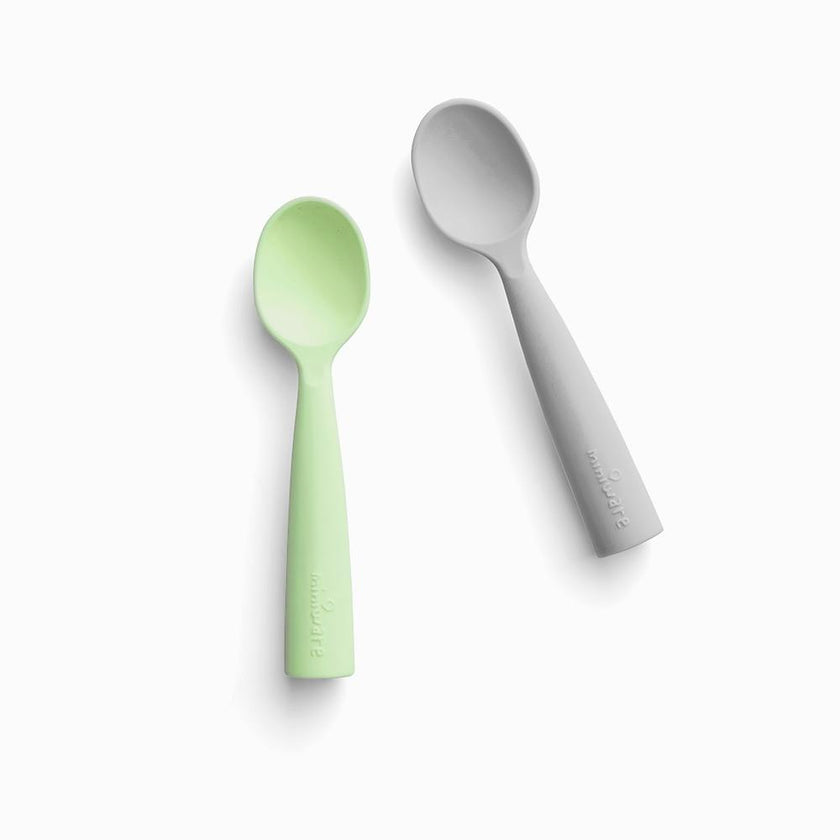 Silicone Training Spoon 2-pack - Key Lime + Grey