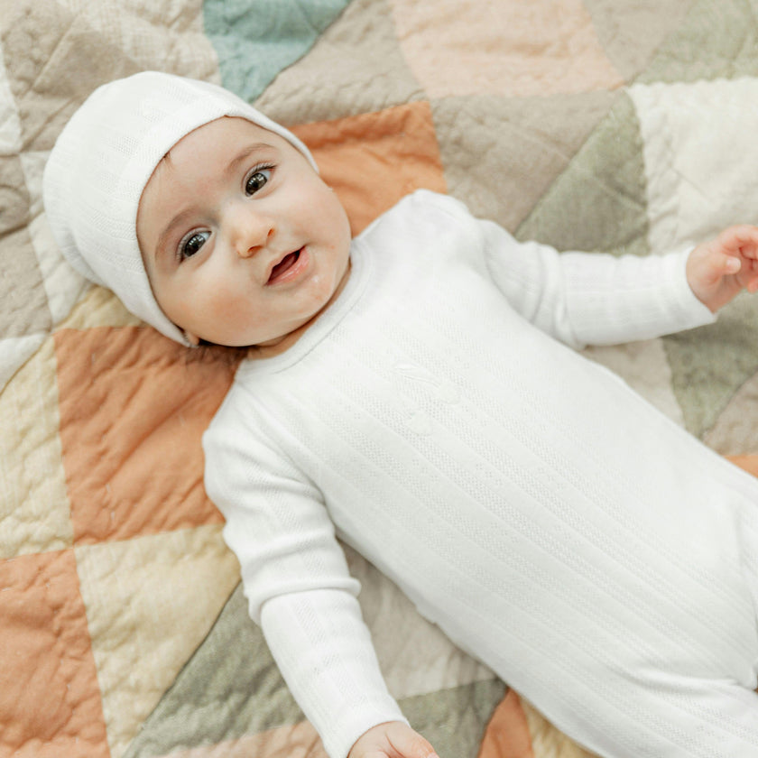 Embroidered Cherry Onesie with Hat Blue Mist