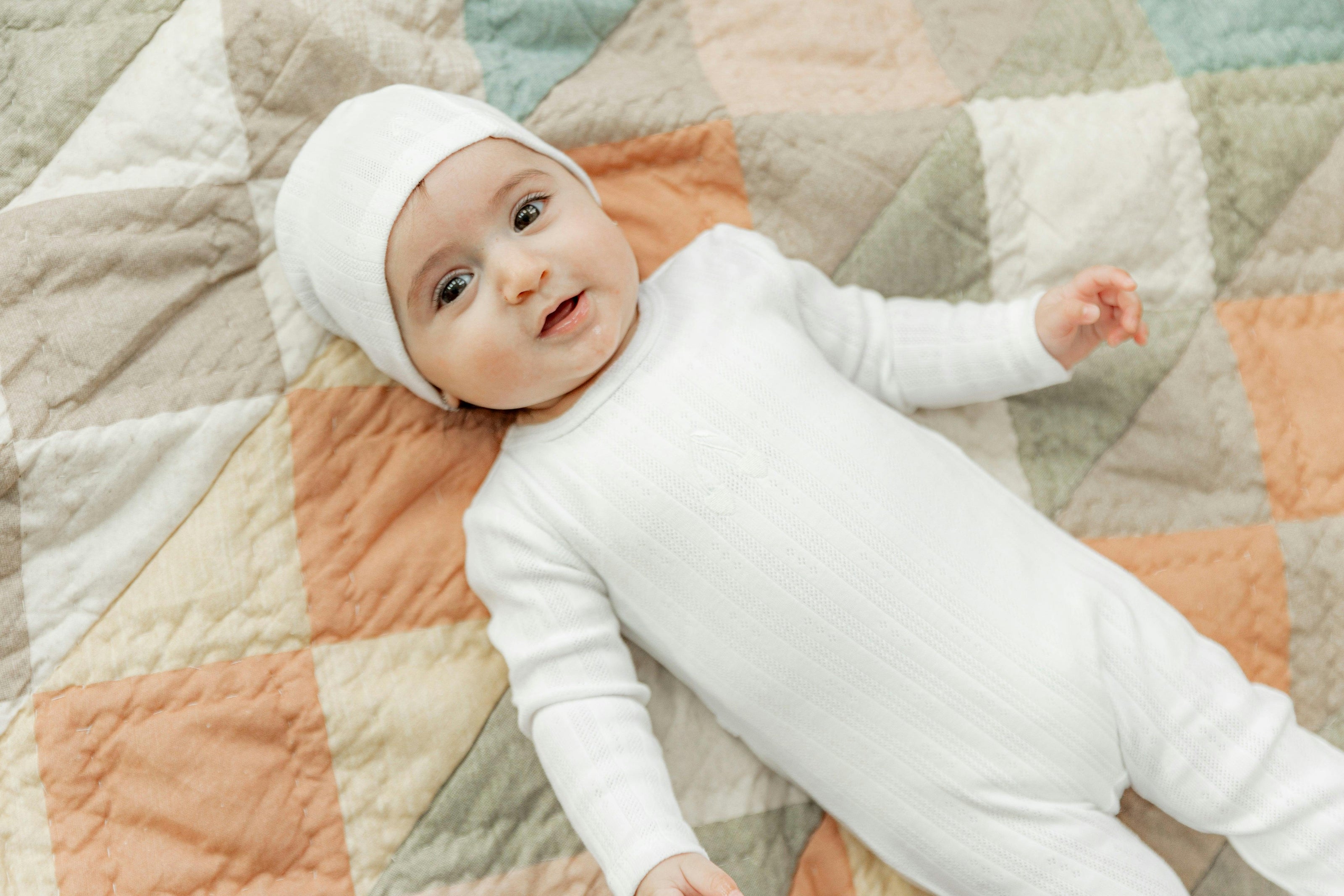 Embroidered Cherry Onesie with Hat Blue Mist