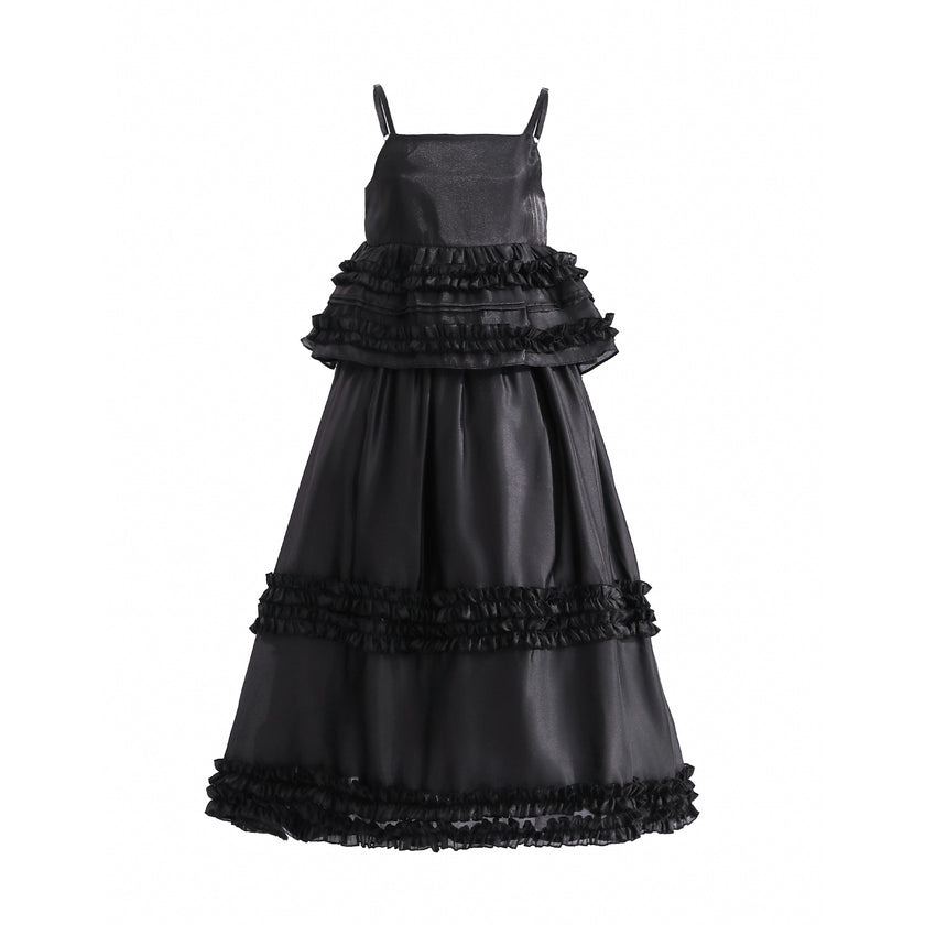 Black Calista Ruffle Skirt Set